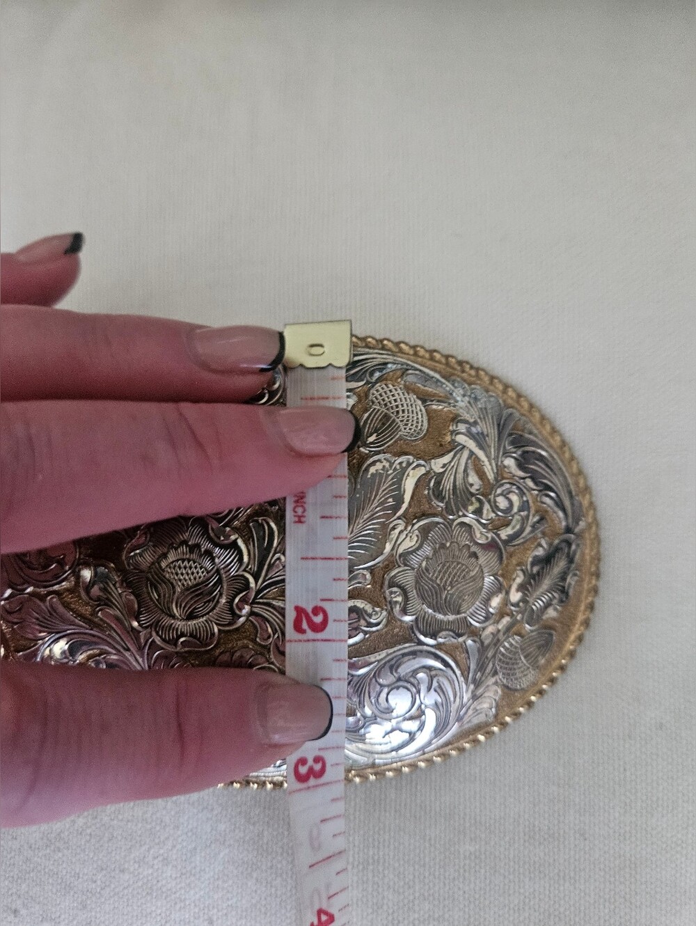 Vintage Genuine Snakeskin Belt With Crumrine Ornate Heavy Silver Ovr Bronze Belt - Picture 16 of 16